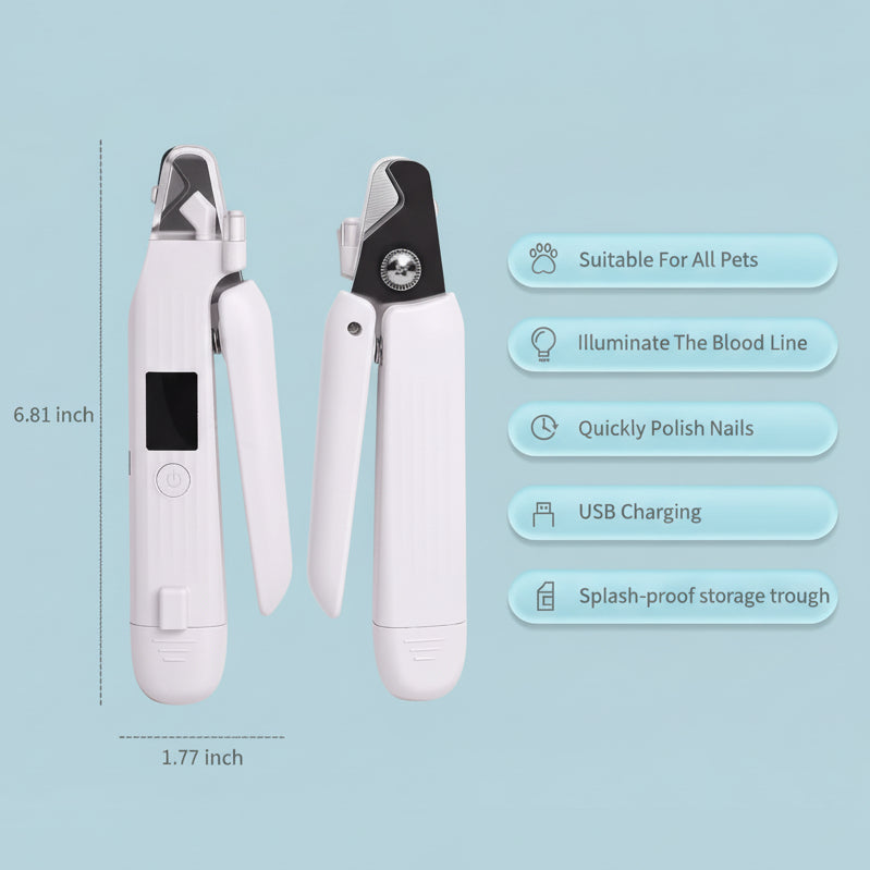 BellaFur™ Premium 3-in-1 LED Nail Clippers with Grinder for Cats and Dogs